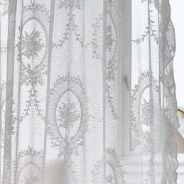 Korean Tulle Sheer Curtains Embroidered Curtain Made to Measure Curtain For Living Dining Room Bedroom