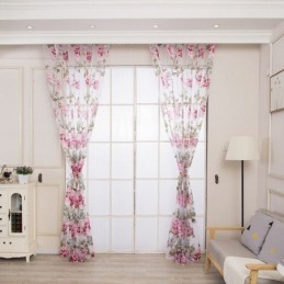 European Sheer Curtain Made to Measure Curtain Rustic Flower Tulle For Living Room Bedroom
