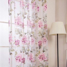European Sheer Curtain Made to Measure Curtain Rustic Flower Tulle For Living Room Bedroom