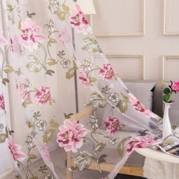 European Sheer Curtain Made to Measure Curtain Rustic Flower Tulle For Living Room Bedroom