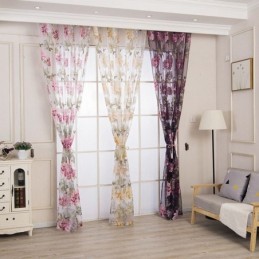 European Sheer Curtain Made to Measure Curtain Rustic Flower Tulle For Living Room Bedroom