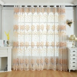 Modern Sheer Curtains Floral Tulle Window Treatments For Living Room