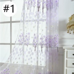 Modern Sheer Curtains Floral Tulle Window Treatments For Living Room
