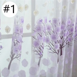 Modern Sheer Curtains Floral Tulle Window Treatments For Living Room