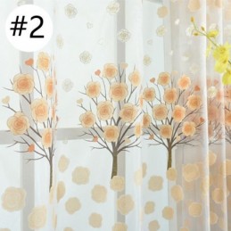 Modern Sheer Curtains Floral Tulle Window Treatments For Living Room