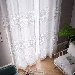 Modern White Tulle Curtains Flower Sheers Curtain Made to Measure Curtain For Living Room