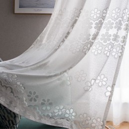 Modern White Tulle Curtains Flower Sheers Curtain Made to Measure Curtain For Living Room