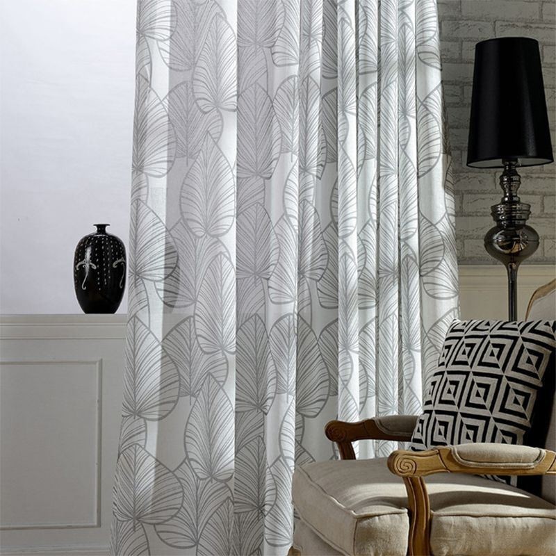Leaves Printed Curtain Made to Measure Curtain Tulle Sheer For Living Room Bedroom