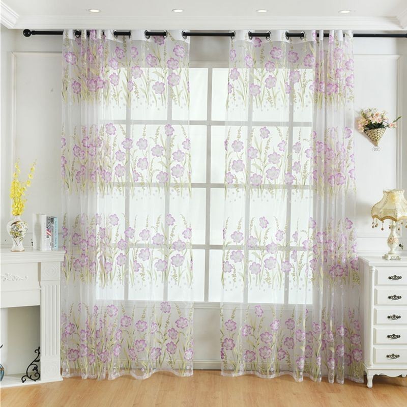 European Floral Tull Curtain Made to Measure Curtain Pastoral Style For Living Room