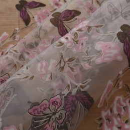 Butterfly Flower Printed Tulle Curtains Window Screening Decor Voile Curtain Made to Measure Curtain