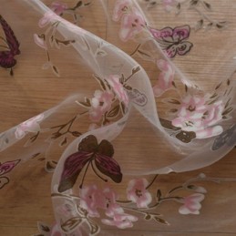Butterfly Flower Printed Tulle Curtains Window Screening Decor Voile Curtain Made to Measure Curtain