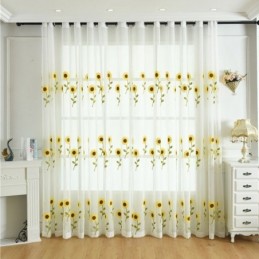 European Sheer Curtain Made to Measure Curtain Rustic Flower Tulle For Living Room Bedroom