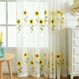 European Sheer Curtain Made to Measure Curtain Rustic Flower Tulle For Living Room Bedroom