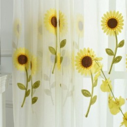 European Sheer Curtain Made to Measure Curtain Rustic Flower Tulle For Living Room Bedroom