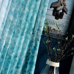 Leaves Print Semi Sheer Curtains For Living Room Bedroom