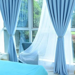 Solid Blackout Curtains Thermal Insulated Drapes For Living Room