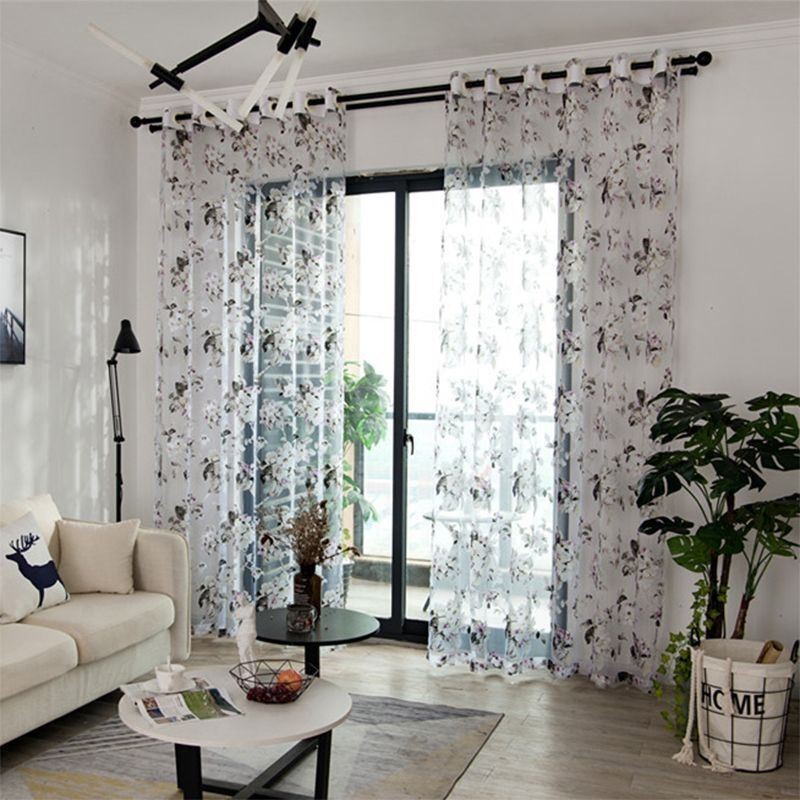 European Sheer Curtain Made to Measure Curtain Rustic Flower Tulle For Living Room Bedroom