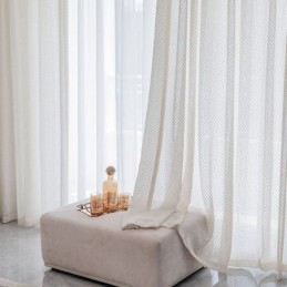 Modern White Tulle Curtains Geometric Sheers Curtain Made to Measure Curtain For Living Room