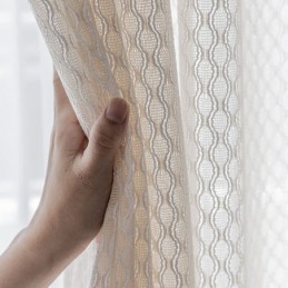 Modern White Tulle Curtains Geometric Sheers Curtain Made to Measure Curtain For Living Room