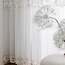 Geometric Sheer Curtains Modern Embroidery Tulle For Living Room