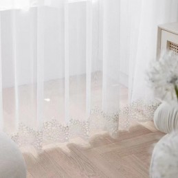 Geometric Sheer Curtains Modern Embroidery Tulle For Living Room