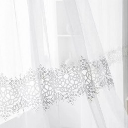 Geometric Sheer Curtains Modern Embroidery Tulle For Living Room