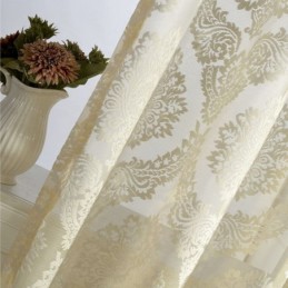 Europe Embroidery Tulle Curtains Romantic Semi Sheer Jacquard Window Drapes