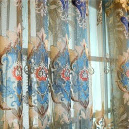 Exquisite Tulle Curtain Made to Measure Curtain European Embroidered Floral Sheer Curtains For Room Decoration