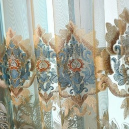 Exquisite Tulle Curtain Made to Measure Curtain European Embroidered Floral Sheer Curtains For Room Decoration