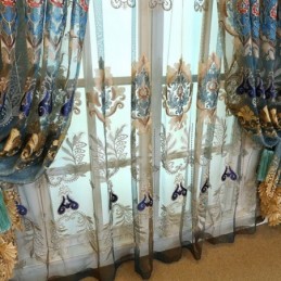Exquisite Tulle Curtain Made to Measure Curtain European Embroidered Floral Sheer Curtains For Room Decoration