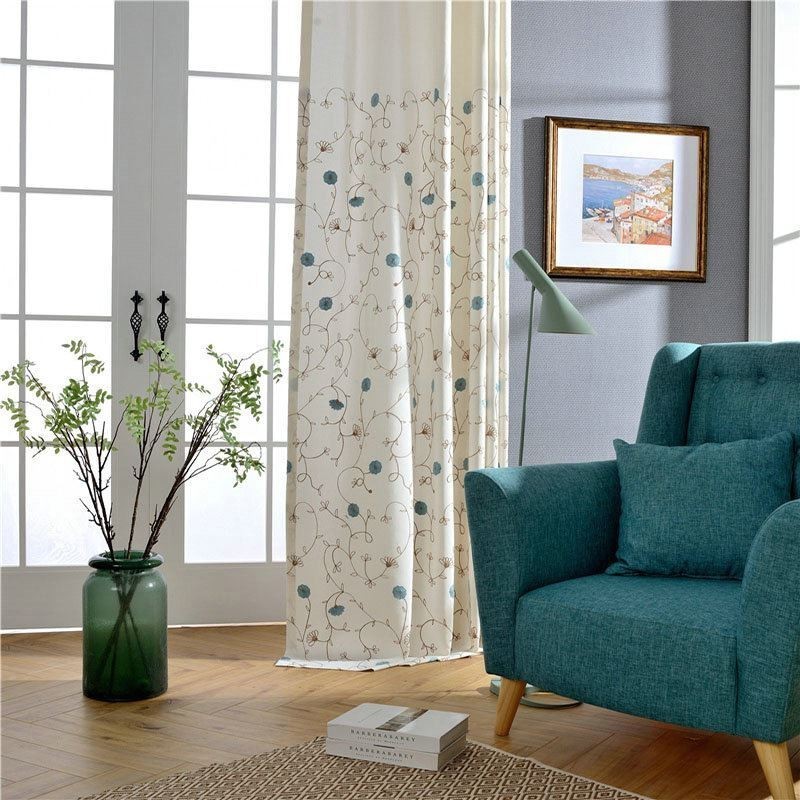 Japaneses Simple Curtain Made to Measure Curtain Fresh Embroidery
