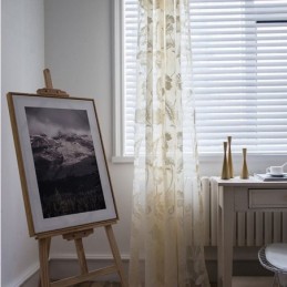 White Sheer Voile Curtains Decorative Vine Embroidery Window Drapes For Bedroom
