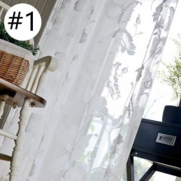 White Sheer Voile Curtains Decorative Vine Embroidery Window Drapes For Bedroom