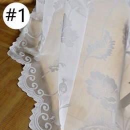 White Sheer Voile Curtains Decorative Vine Embroidery Window Drapes For Bedroom