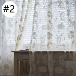 White Sheer Voile Curtains Decorative Vine Embroidery Window Drapes For Bedroom