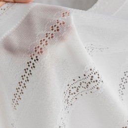 Classical Geometric Window Screen White Embroidery Organza For Living Room Made to Measure Curtain