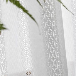 Classical Geometric Window Screen White Embroidery Organza For Living Room Made to Measure Curtain