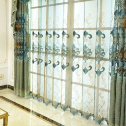 European Embroidered Curtain Made to Measure Curtain Luxury Window Screen Curtains For Living Room Bedroom
