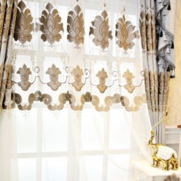 European Embroidered Window Curtain Made to Measure Curtain Exquisite Floral Sheer Curtains For Living Room Villa Hall