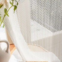 Fish Bone Tulle Curtains Window Screen For Living Room Bedroom