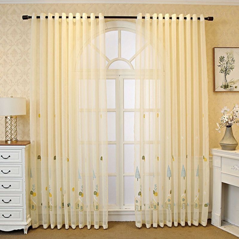 Decorative Window Screens Cartoon Embroidered Tulle Curtains For Bedroom