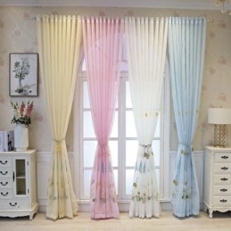 Decorative Window Screens Cartoon Embroidered Tulle Curtains For Bedroom
