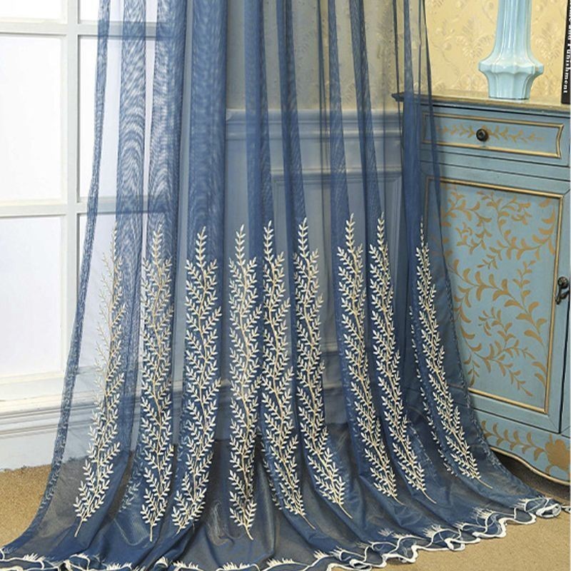 Decorative Window Screens Plant Embroidered Tulle Curtains For Bedroom