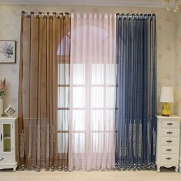 Decorative Window Screens Plant Embroidered Tulle Curtains For Bedroom