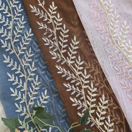 Decorative Window Screens Plant Embroidered Tulle Curtains For Bedroom