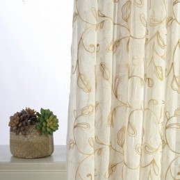 Embroidered Leaf Tulle Curtain Made to Measure Curtain Modern Voile Gauze Curtains
