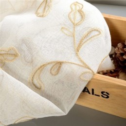 Embroidered Leaf Tulle Curtain Made to Measure Curtain Modern Voile Gauze Curtains