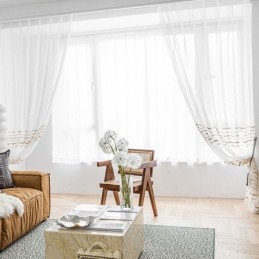 Modern Voile Tulle Curtain Made to Measure Curtain White Sheer For Living Room Bedroom