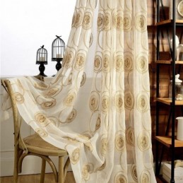 Circle Embroidery Sheer Curtains For Living Room Bedroom