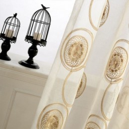 Circle Embroidery Sheer Curtains For Living Room Bedroom